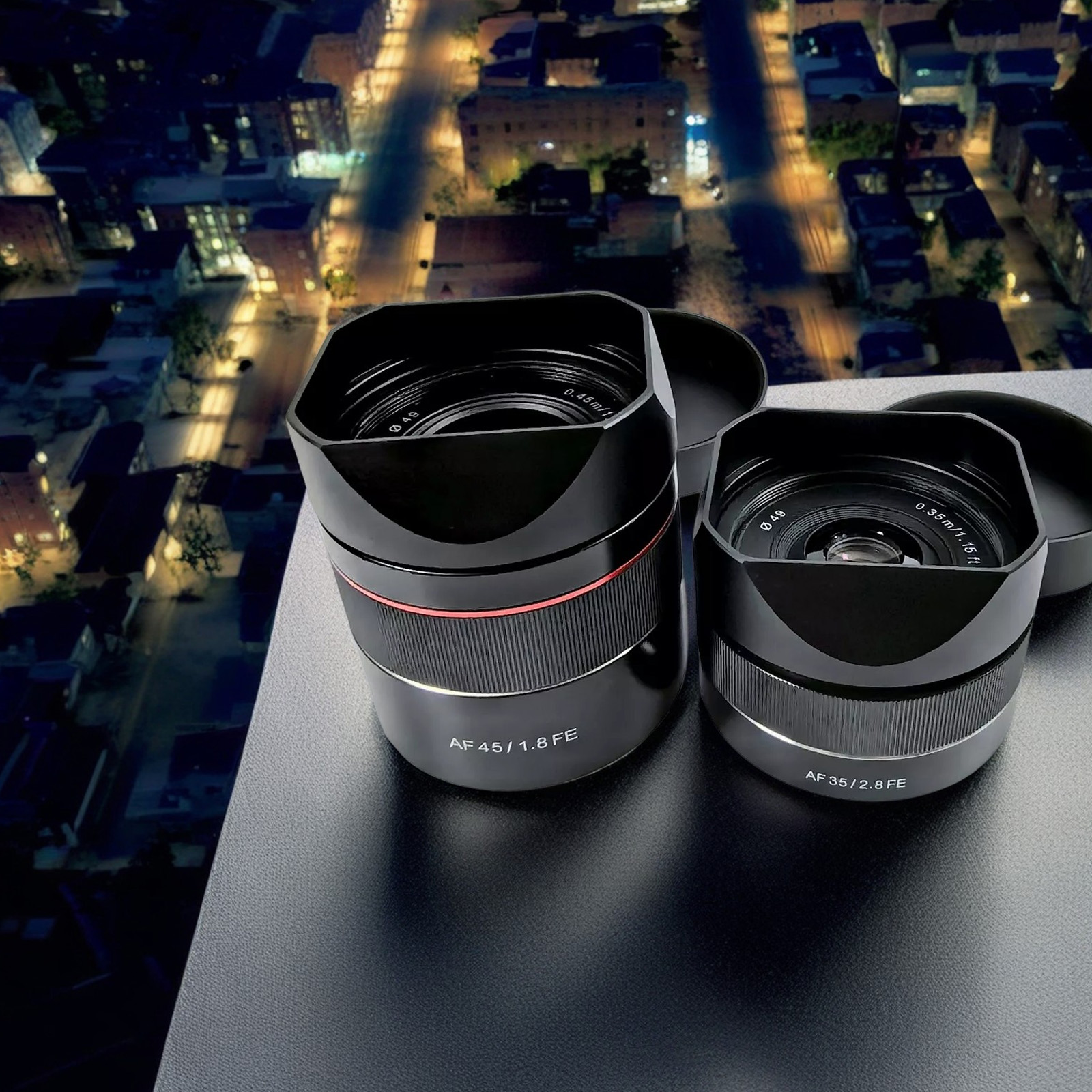 Metal Square Lens Hood for Samyang AF 45mm F1.8 & 35mm F2.8 FE Anti-Glare Camera Accessory with Cap Multi-Coating Durable