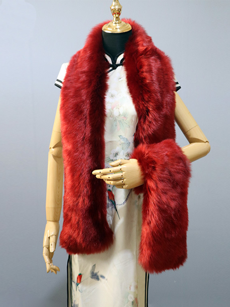 180cm Super Long Faux Fox Fur Scarf Autumn Winter Women Scarf Cosplay Warm Fluffy Shawl Wrap Luxury Scarf: Orange