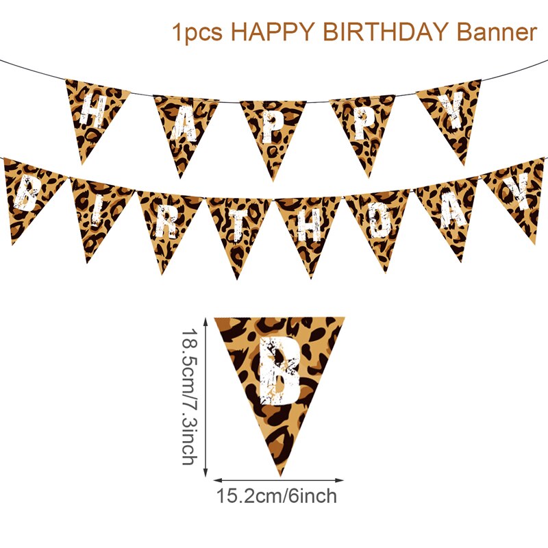 Dier Patroon Wegwerp Servies Decor Jungle Safari Party Leopard Ballon Verjaardag Party Decor Kids Jungle Feestartikelen: banner 1