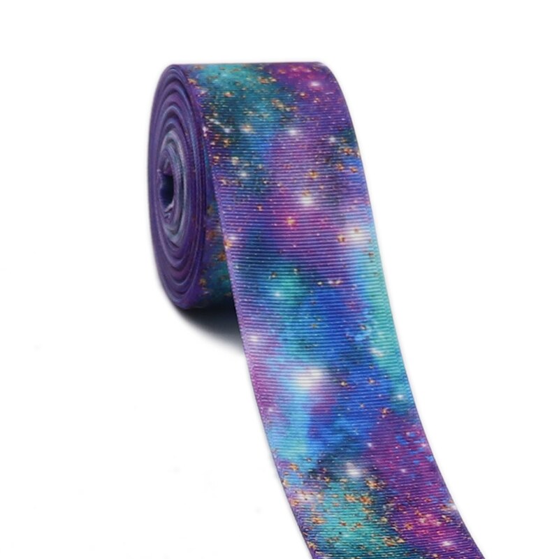 5 Yards 1.5" 38MM Purple Starry Sky Printed Ribbon For Hair Bows DIY Crafts Handmade Accessories Y2020121703