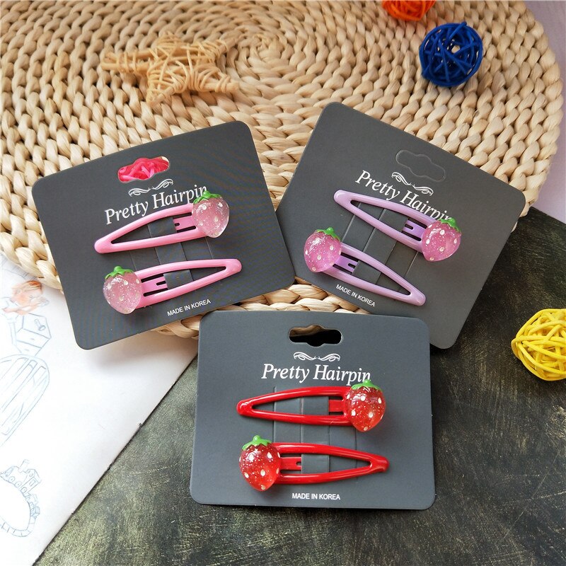 Leuke Sparkling Aardbei Bb Clips Kids Haarspelden Kinderen Hoofddeksels Baby Clips Hoofdtooi Elastische Haarbanden Meisjes Accessoires
