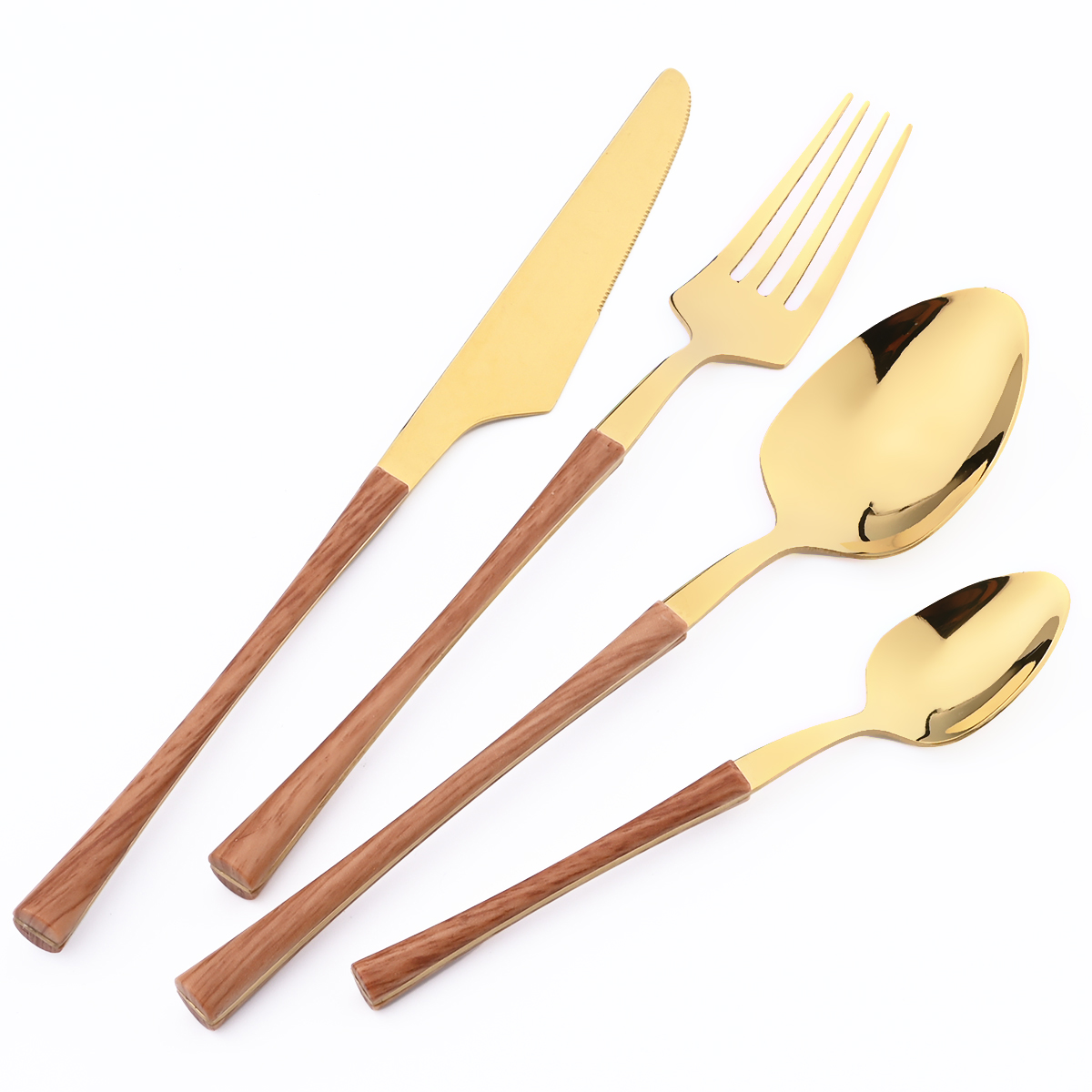 24Pcs Imitatie Hout Serviesje Rvs Servies Bestek Messen Thee Lepel Vorken Met Opslag Bestek Rek Geschenkdoos