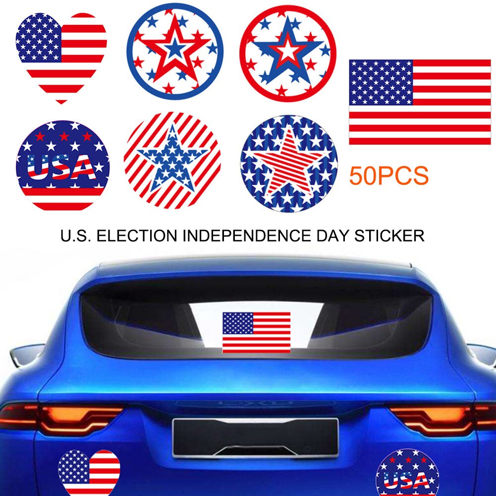 500pcs/roll Practical USA Sticker Home Decor Removable PVC Waterproof Patriotic Celebration Easy Apply American Independence Day