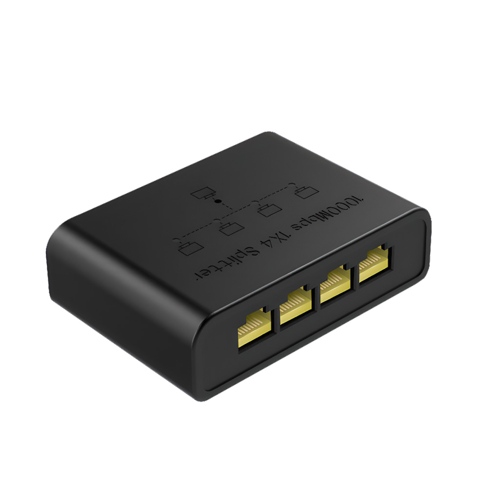 Magecam rj45 interruptor de rede hub 1 em 4 saídas conversor 1000mbps gigabit ethernet switch hub divisor de fio pc lan estender adaptador: Preto