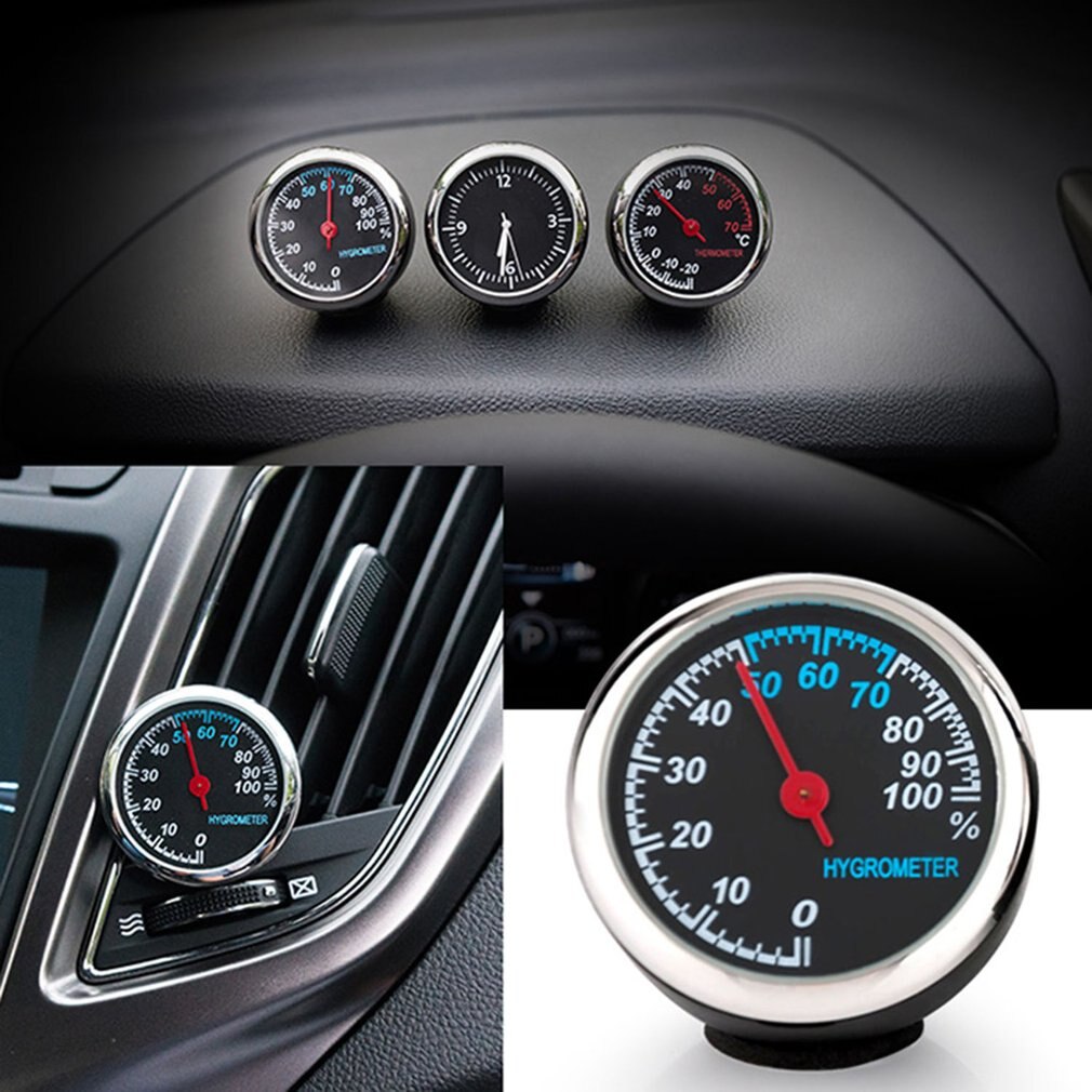 Okrągły kształt samochodu samochód cyfrowy zegar zegarek samochodowy/termometr/higrometr dekoracja robić wnętrza samochodu ornament samochód stylizacja
