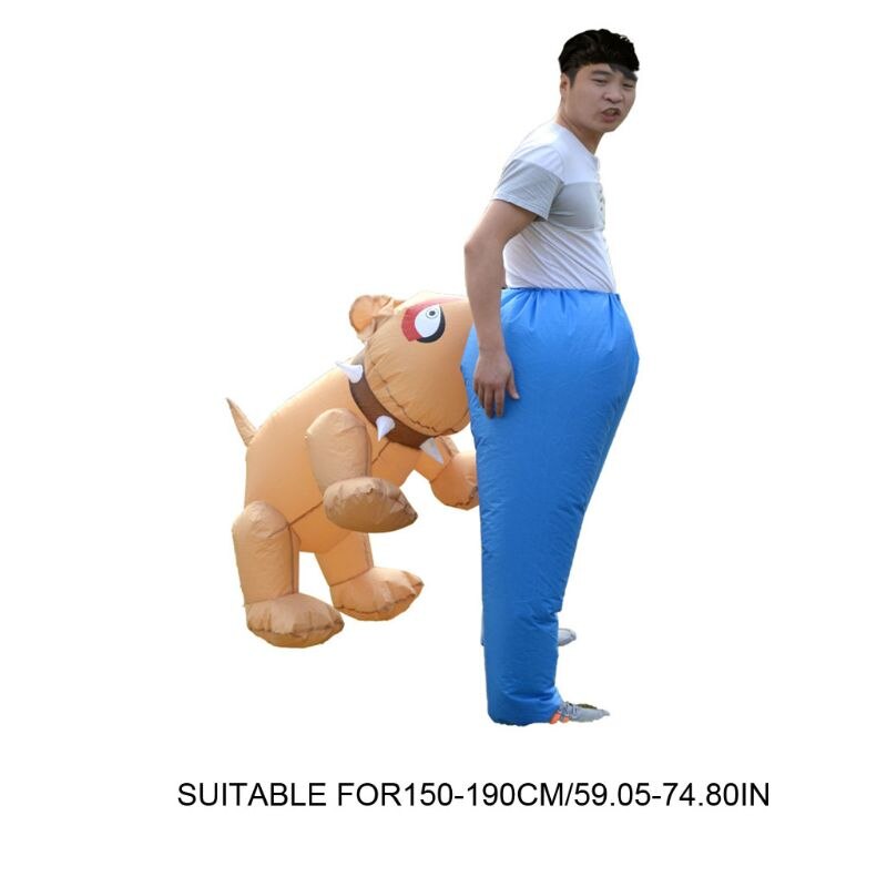 Inflatable Dog Bite Costume Adult Novelty Fancy Dress Postman Stag Party Blow Up