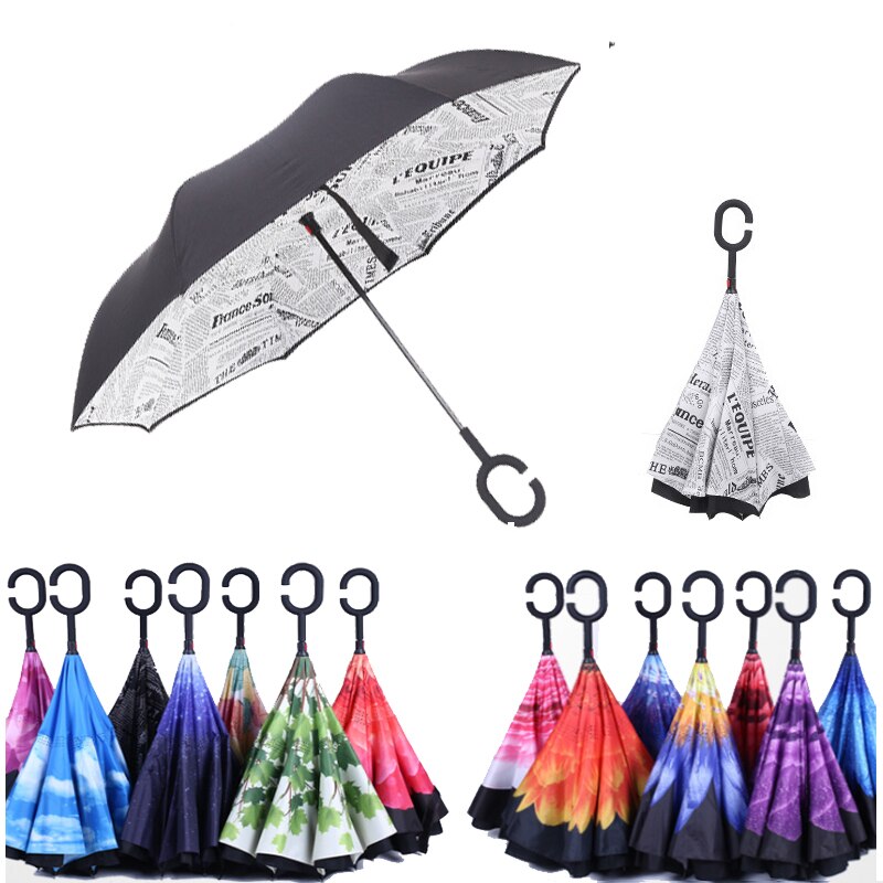 Coupe-vent inversé pliant soleil pluie voiture inversé parapluie homme femmes Double couche Anti parapluie parapluie pluie femmes