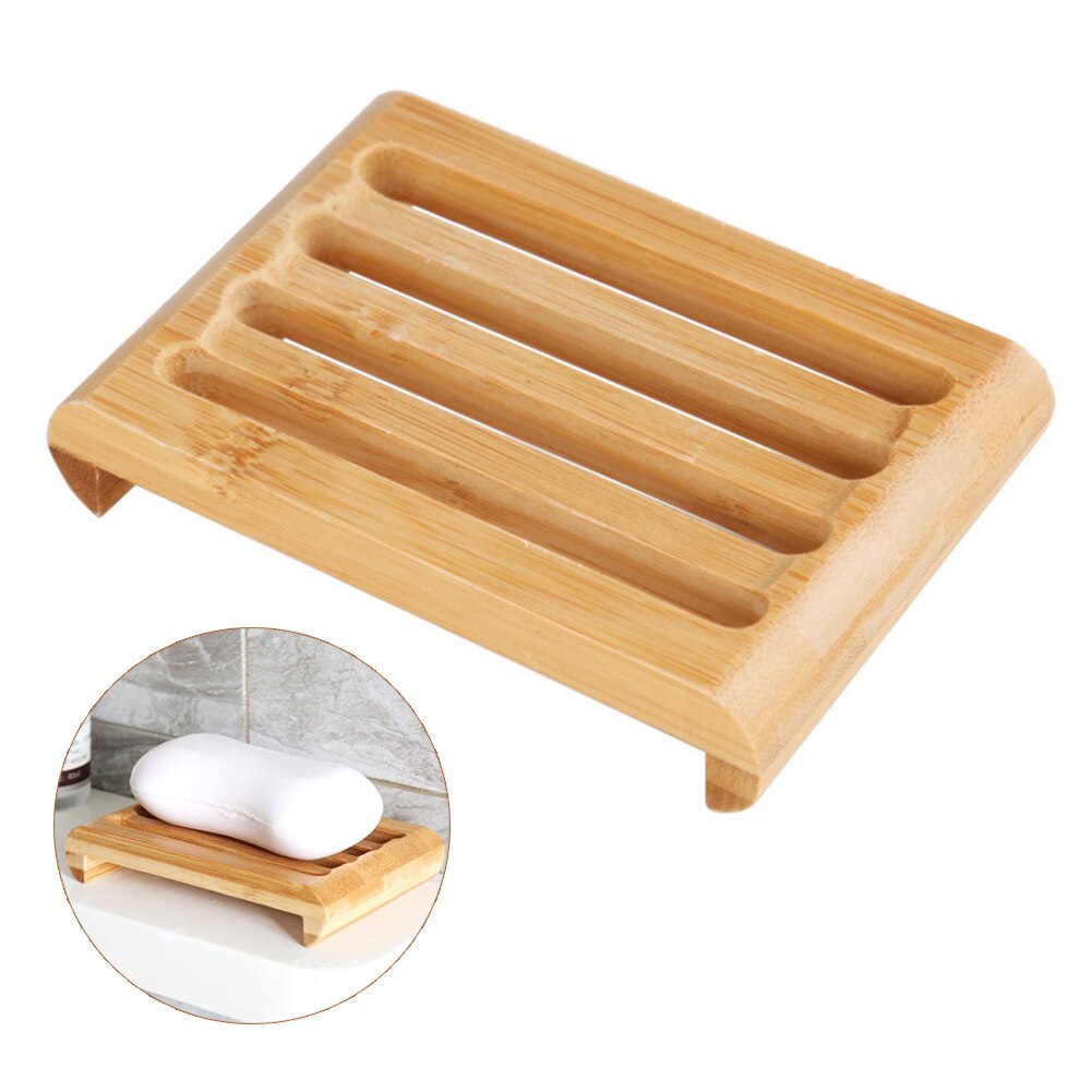 Bærbare sæbeskåle enkel bambus manuel afløbssæbeboks badeværelse badeværelse sæbeboks i japansk stil: 11 x 8 x 1.5cm