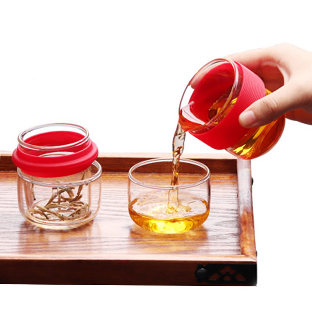 Reizen Thee Set Kung Fu Thee Pot met Draagbare Case Glas Theekopjes met Zetgroep voor Reizen Thuis QJS Winkel: Rood