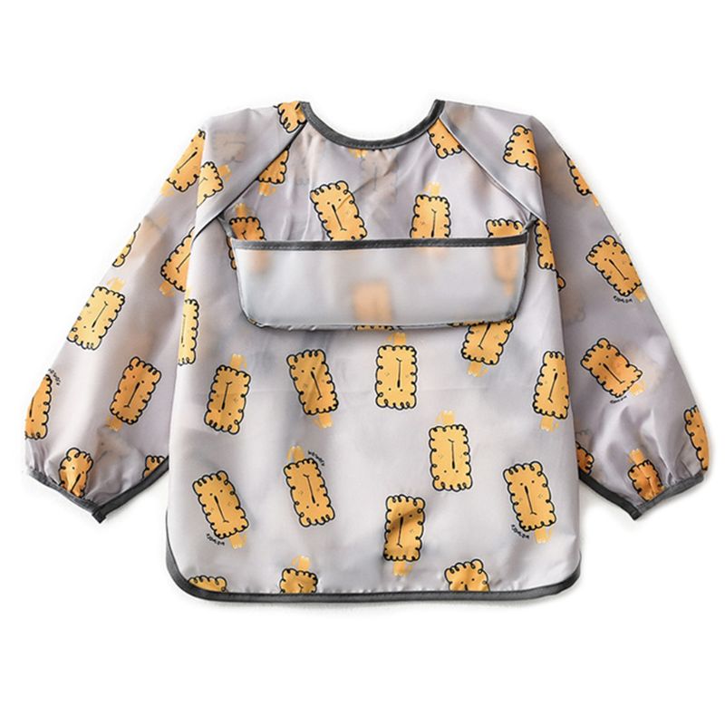 Waterdichte Baby Kid Schort Peuter Lange Mouw Feeding Bib Cartoon Art Burp Doek Q81A: 1 / S