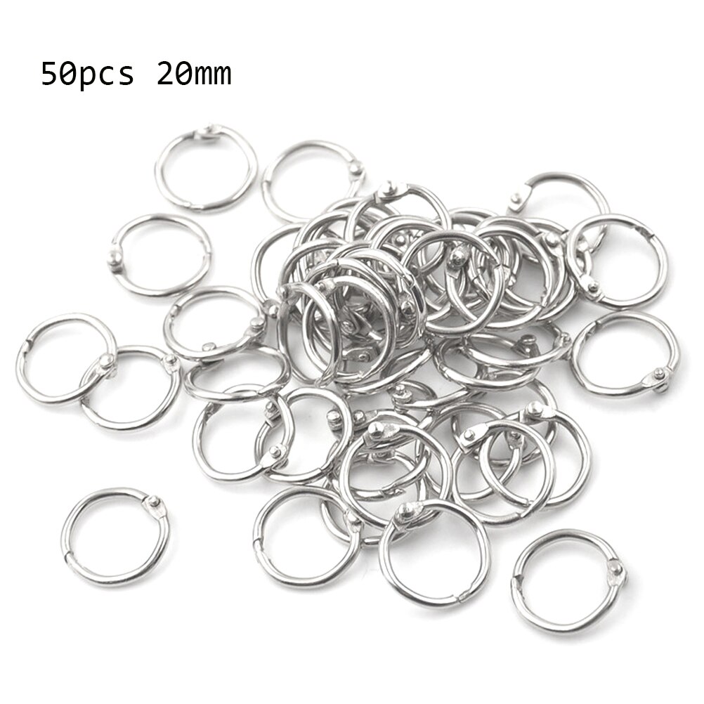 50pcs Metal Ring Binder Staple Book Binder Albums Loose Leaf Book Hoops Loose Leaf Ring Keychain Office Binding Supplies