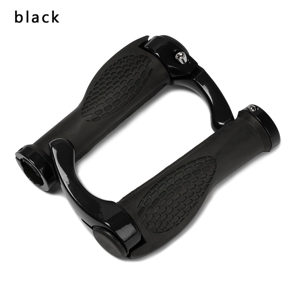 2 uds bicicleta MTB ergonómico mango ranura suave empuñaduras de manillar de goma ciclismo bloqueo manillar bicicleta accesorios: black