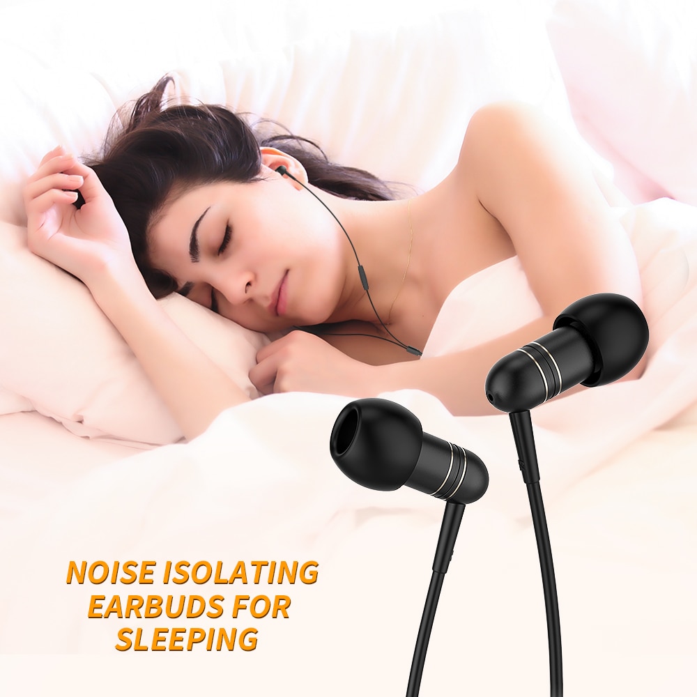 Langsdom Mini Schlafen in-Ohr Kopfhörer mit Mikrofon Leichte Kopfhörer Earbuds 3,5mm Lärm abbrechen Headset für telefon