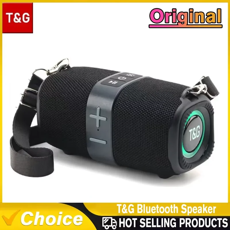 T&G TG667 Tragbarer Bluetooth-Lautsprecher mit LED-Licht für Höhle Außenbereich, klein und hohes Aussehen, kompatibel mit USB/AUX/TF/FM