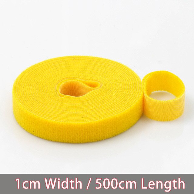 5 metros de Nylon velcro adhesivo con Cinta ajustable magia ganchos Lazos de Cable Clip de lazos Línea alámbrica acabado Velcroing Correa adhesiva cinta: yellow