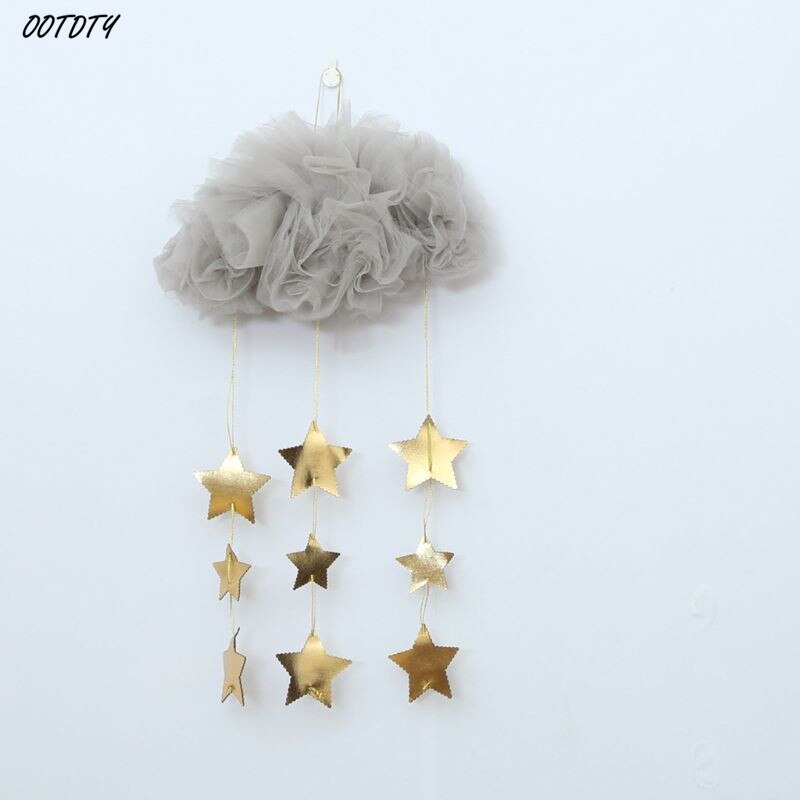 Bebé techo móvil colgante nube decoraciones guirnalda de estrellas DIY colgante fotografía accesorio juguete para cuna niños decoración para dormitorio infantil