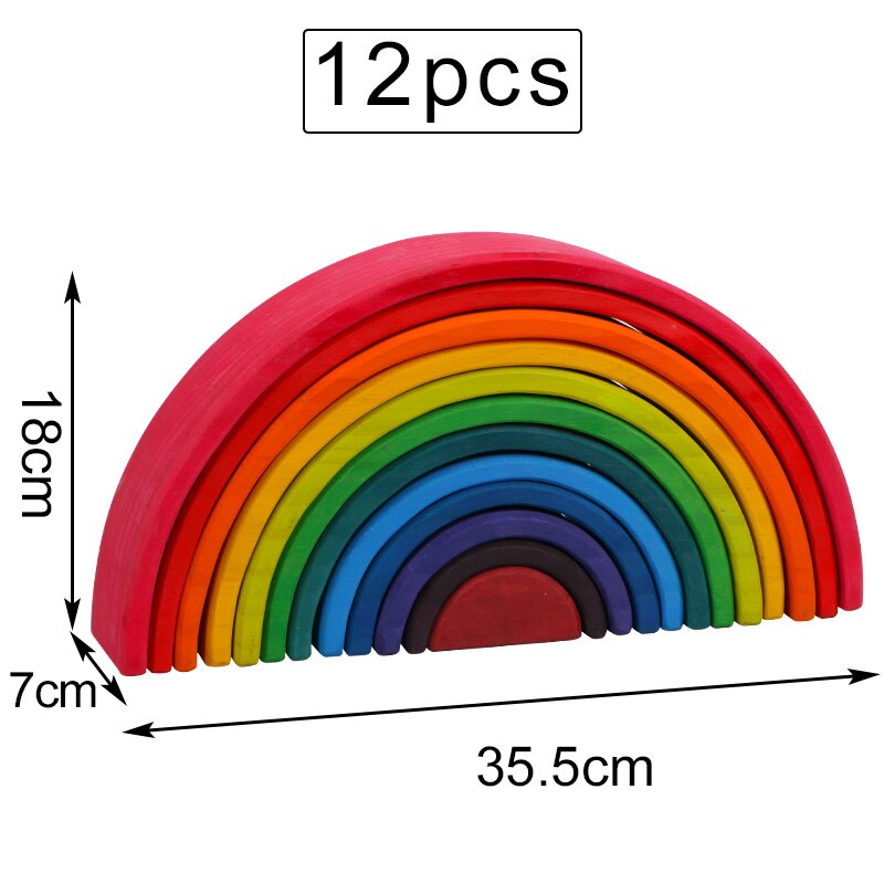 Giocattoli Per Bambini di Grandi Dimensioni Arcobaleno Stacker Giocattoli In Legno Per Bambini Creativo Arcobaleno Building Blocks Montessori Giocattolo Educativo Per Bambini