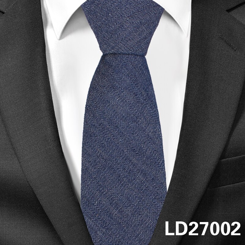 Jeans Neck Ties For Men 6cm Skinny Denim Cotton Ties Casual Solid Necktie Plaid Narrow Gravata Business Suits Tie: LD27002