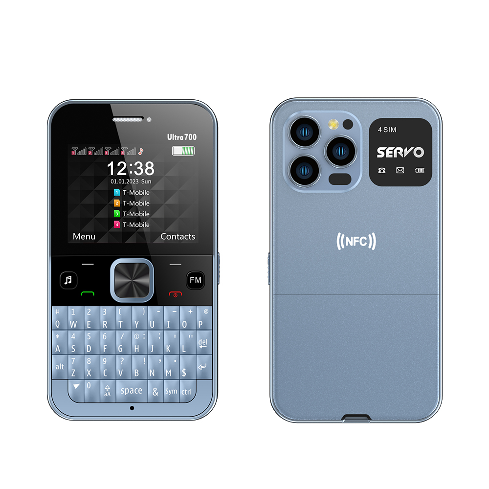 SERVO 4 SIM-kaart 4 stand-by QWERTY-toetsenbord Mobiele telefoon Snelkeuze Zwarte lijst FM-radio Zaklamp 2G GSM Mobiele telefoon Type C: Black