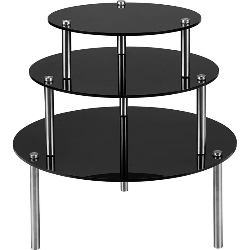 3-Tier Black Acrylic Rectangular Serving Platter Wedding Display Stand For Cupcakes And Cosmetic Items Display Stand Rack: B