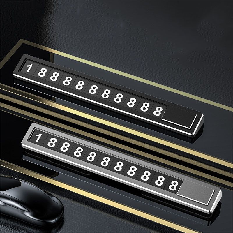 Placa de teléfono con interruptor oculto, tarjeta de número de teléfono de aleación de Metal para coche, placa de tarjeta de estacionamiento temporal, pegatina de coche, estilo de coche
