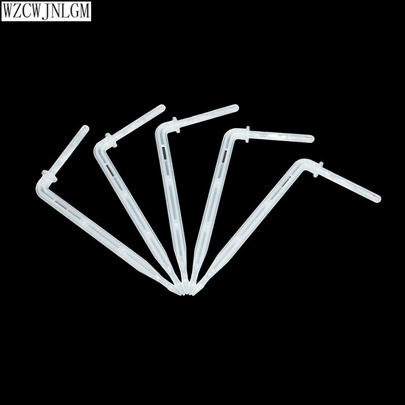 20 pcs White Drip Emitter Curved Arrow Dripper Plants Bend Sprinklers Micro Irrigation System connectors for 4/7mm Hose