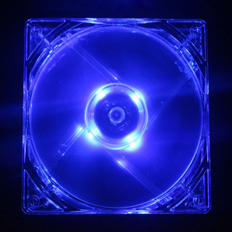 80mm ordinateur CPU ventilateur refroidisseur LED ordinateur PC boîtier ventilateur de refroidissement Ultra silencieux dissipateur thermique 80x80x25mm rgb lumière ventilateur, 12v 3P IDE 4pin: Bleu