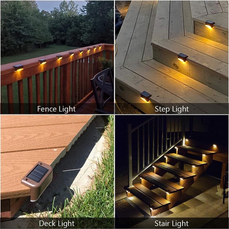 16 Stuks Solar Led Dekverlichting Outdoor Waterdicht Warm Wit Stap Hek Reling Tuin Yard Decoratie Wandlamp Trappen Licht