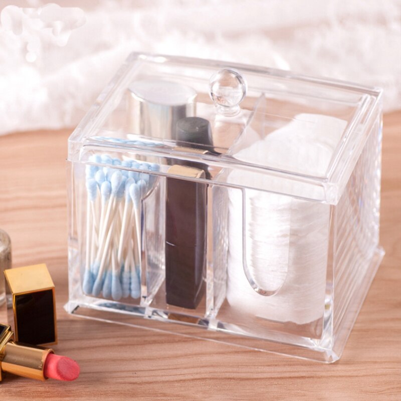 Square Acrylic Cotton Swab Glove Box Desktop Dustproof Cosmetic Jewelry Organizing Box