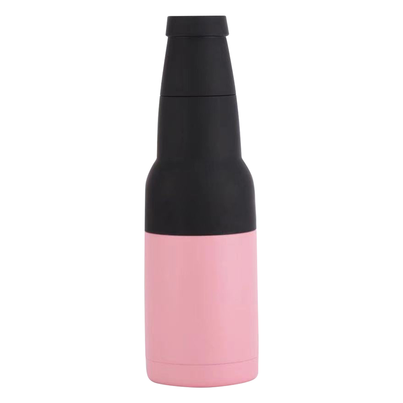 Mangas enfriadoras de botellas de cerveza, aislador de lata de doble pared de acero inoxidable, soporte de botella de cerveza aislado, 12oz: Rosa