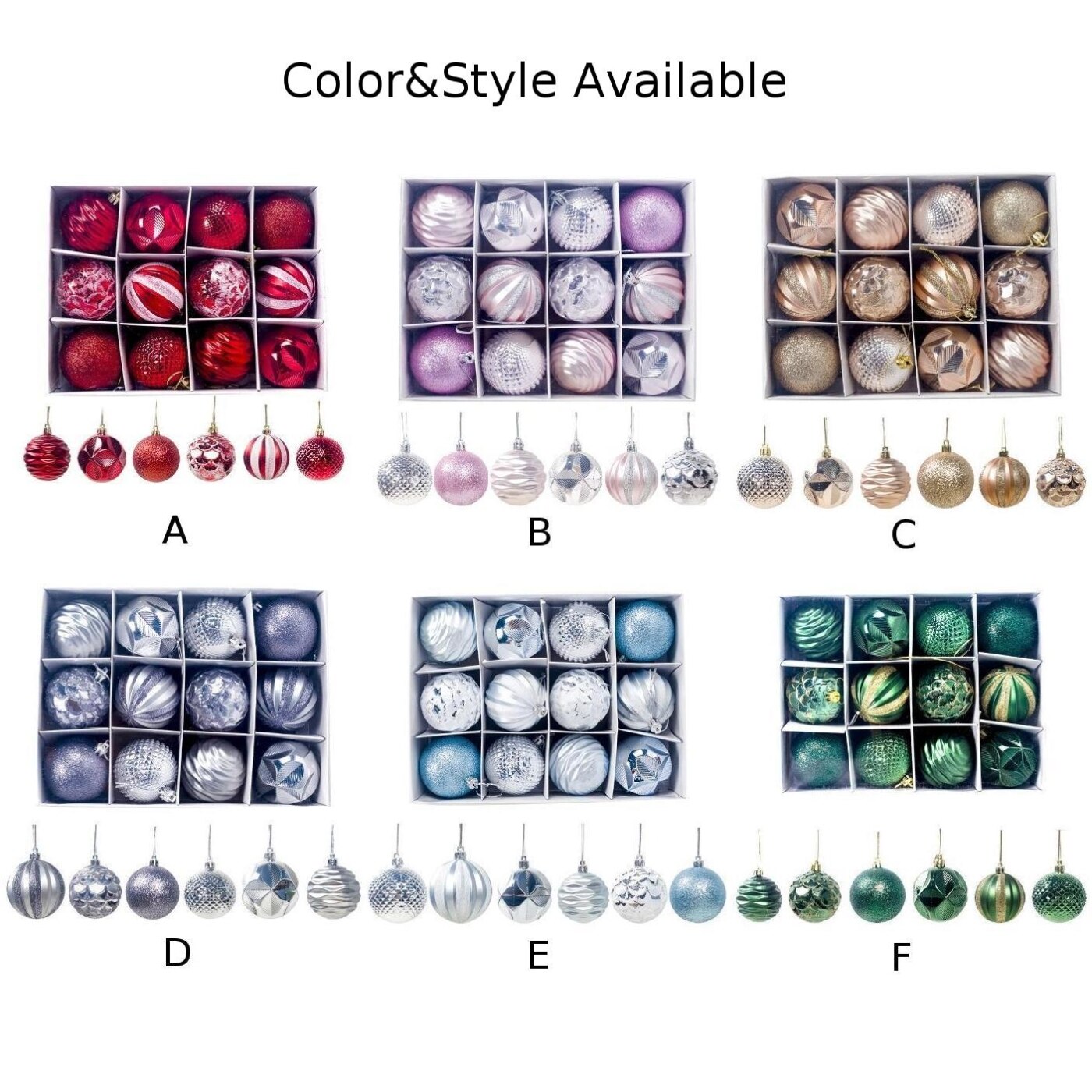 6/8cm PVC Christmas Tree Ball Ornament Ball Hanging Pendants Decor Party Supply