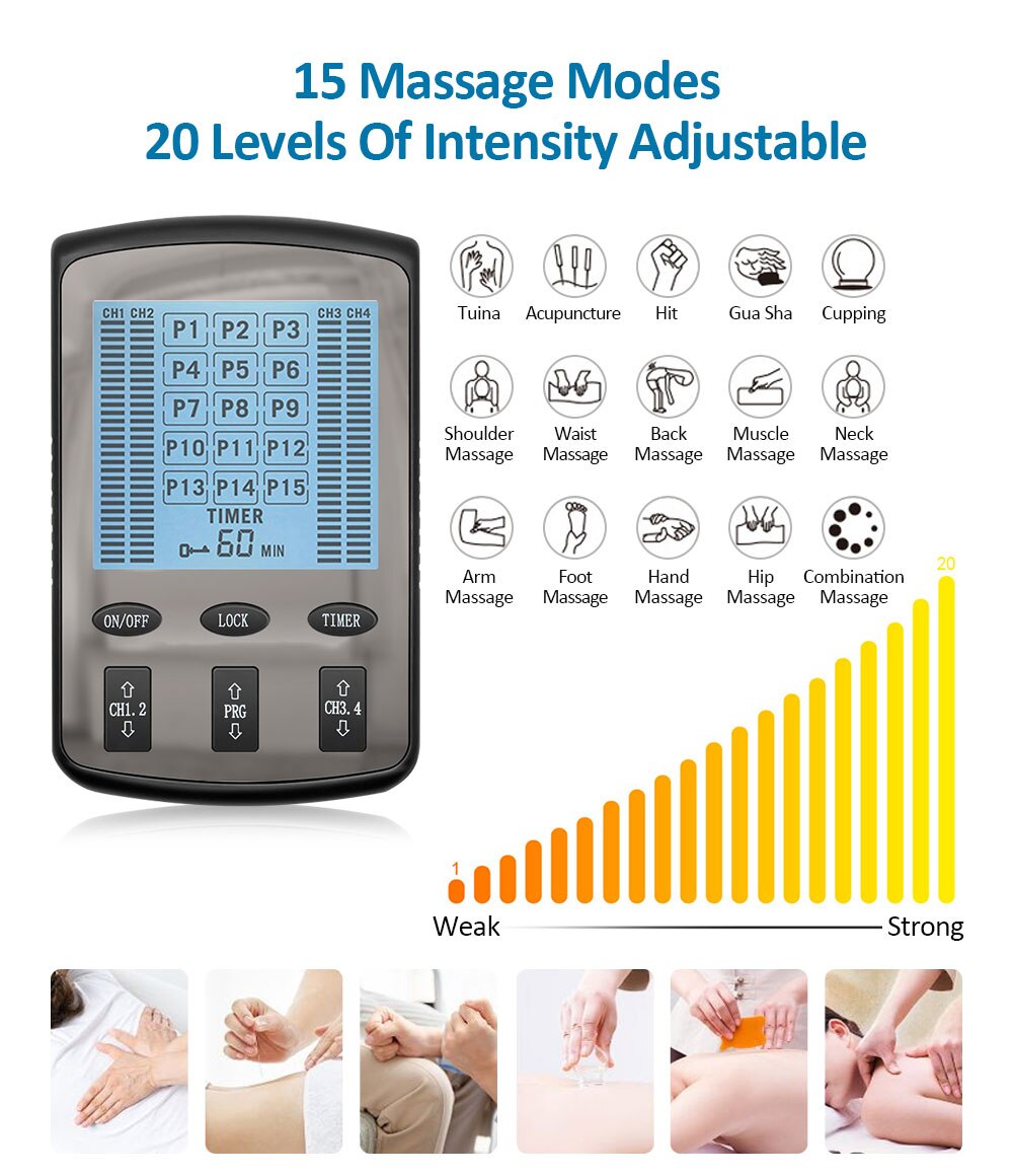 Tientallen Ems Puls Spierstimulator Body Massager 4 Uitgang Kanaal Elektrostimulatie Fysiotherapie Gezondheidszorg Machine