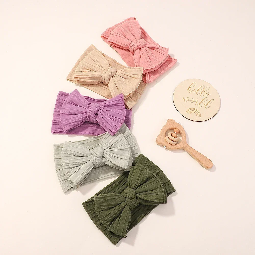 1 stücke Neugeborenen Baby Stirnband für Mädchen Elastische Stricken Kinder Turban Bögen Weiche Nylon Kinder Headwear Haar Zubehör