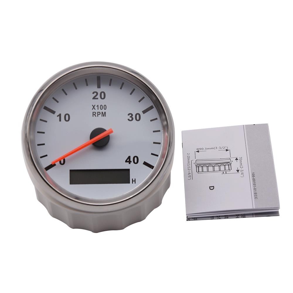 85mm tachometer + sensor Car Boat Tacho Marine Tacho Meter with LCD Hourmeter 4000 RPM Boat Tachometer 12V/24V Red Backlight