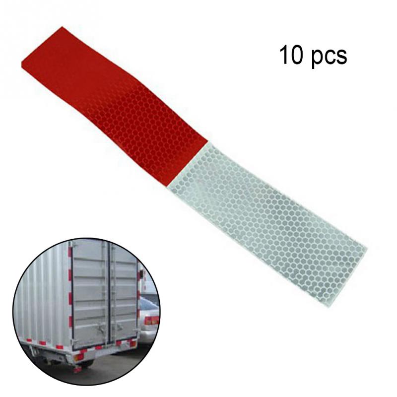Autocollant réfléchissant pour voiture, 5x30cm, bande réfléchissante pour accessoires pour voiture, sécurité de conduite, rouge et blanc, 10 pièces