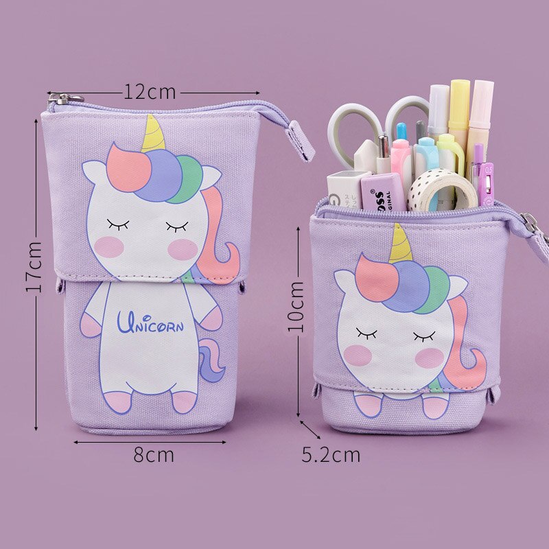 Leuke Schaalbare Potlood Tas Kawaii Kat Dieren Pen Case Rits Zakje Voor Scholieren Pen Zakken Doos Voor Briefpapier XA7H: Purple new