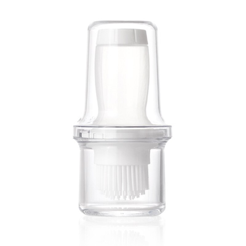 Cepillo de cocina de 2 tipos, herramientas de silicona para repostería, pincel de cocina resistente al calor con botella de aceite de plástico: White Squeeze