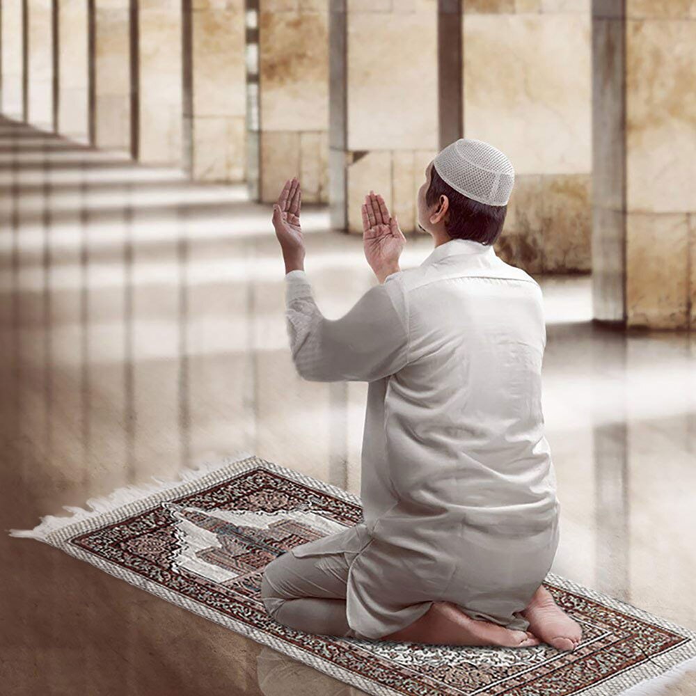 Bønnetæppe blødt tæppe broderi islamisk muslimsk kvast gobelin dekoration tæppe til stuen soveværelse