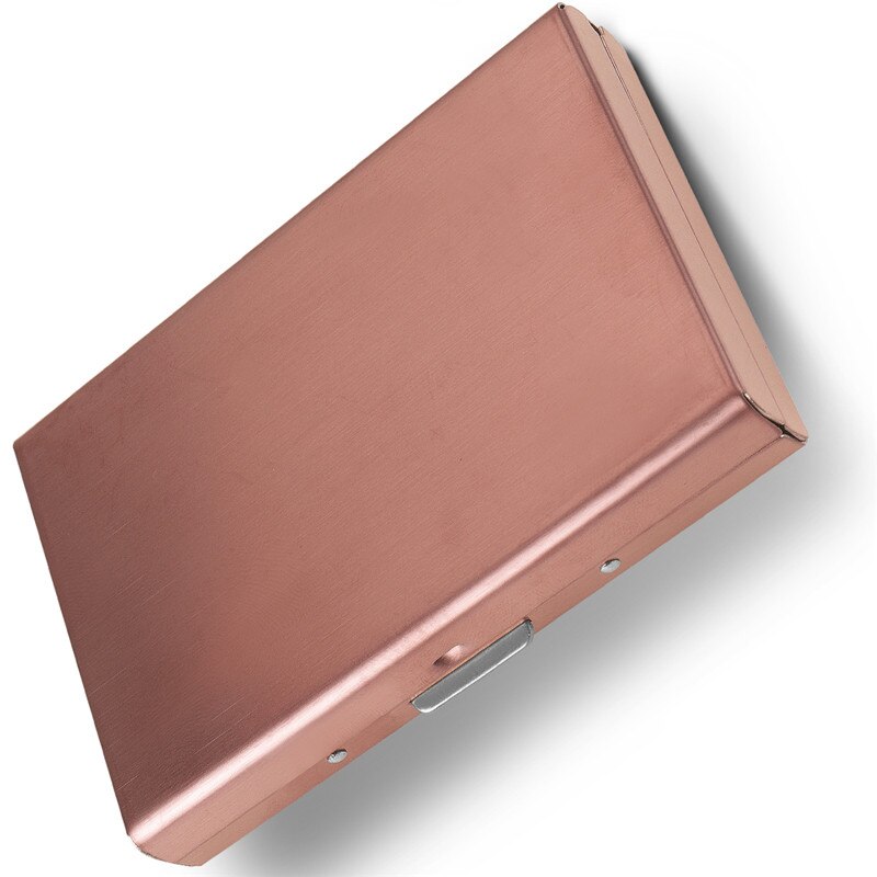 Stainless Steel Card Box Credit ID Card Business Bag Storage Metal Clip Solid Color Business: Rose Gold