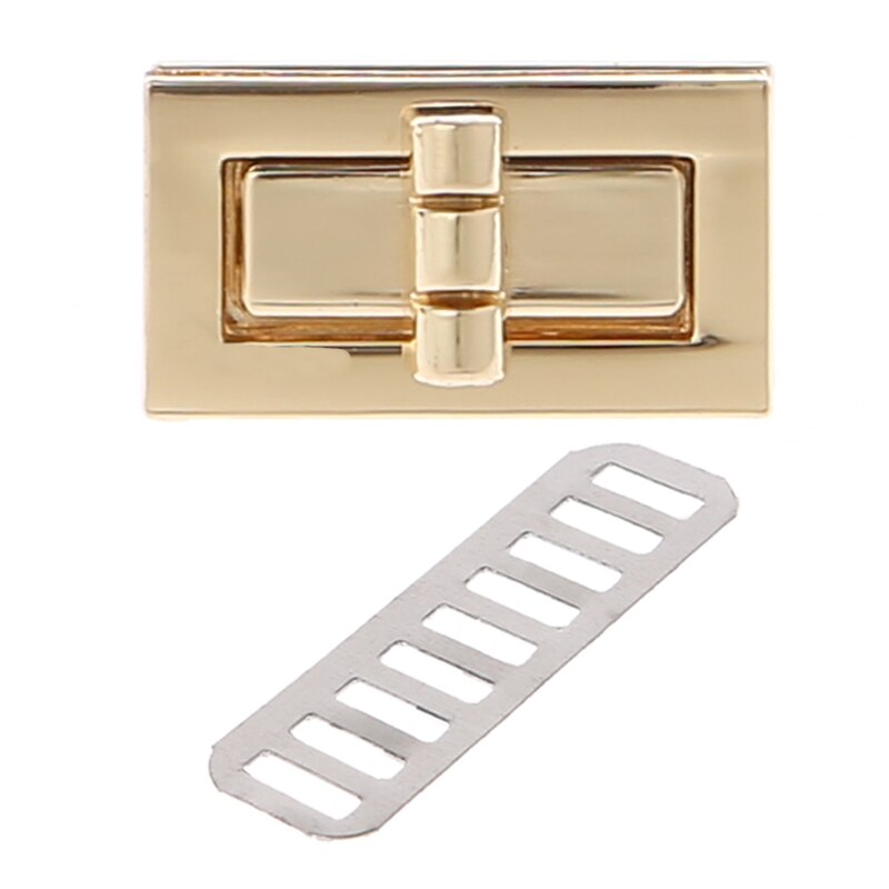 Thinkthendo Rechthoek Sluiting Turn Lock Twist Sloten Diy Lederen Handtas Tas Hardware Metalen Elegante Tas Accessoires: Goud