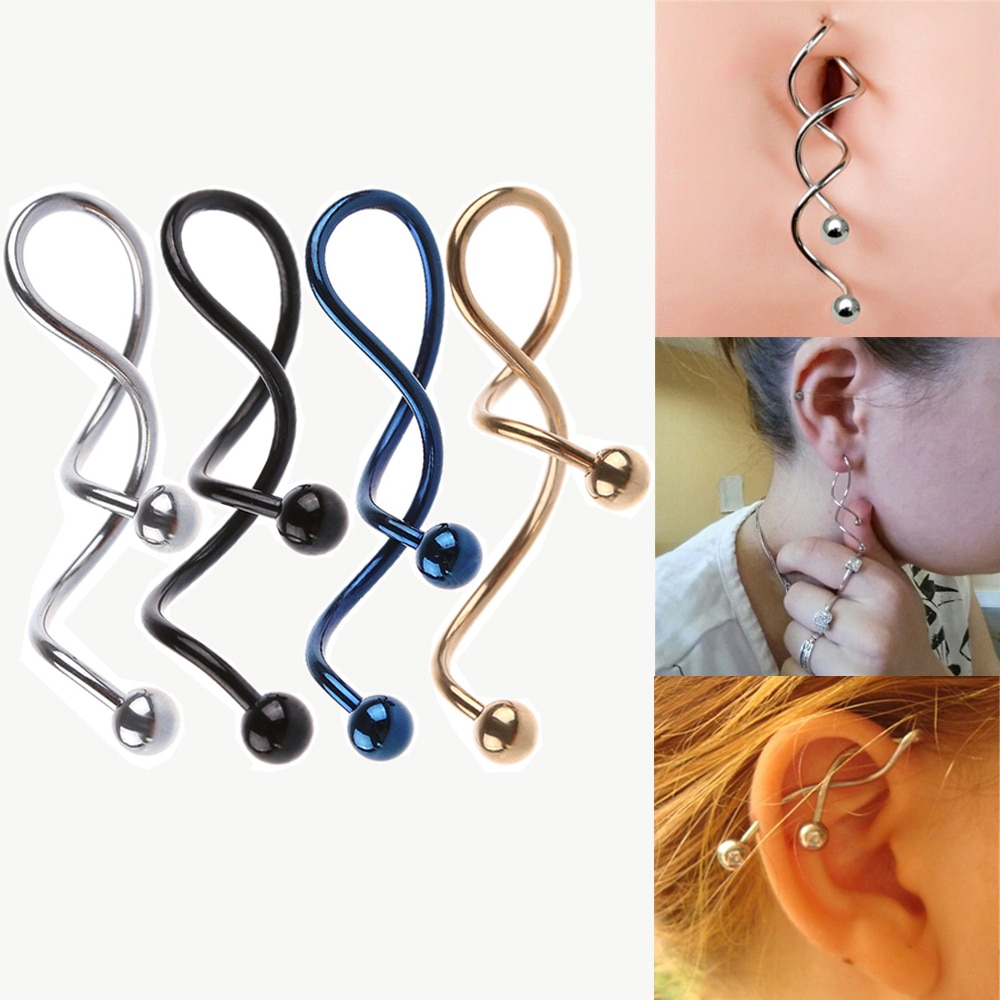 1pc Helix Cartilage Twist Spiral Ear Piercing Barb... Grandado
