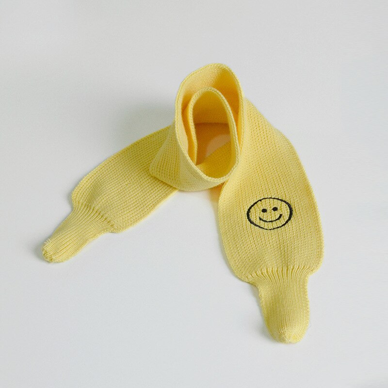 Strikket baby vinter tørklæde varmt ansigt hagesmæk dreng piger voksen efterår vinter neon farve børn vinter slik farve strik tørklæde: Gul