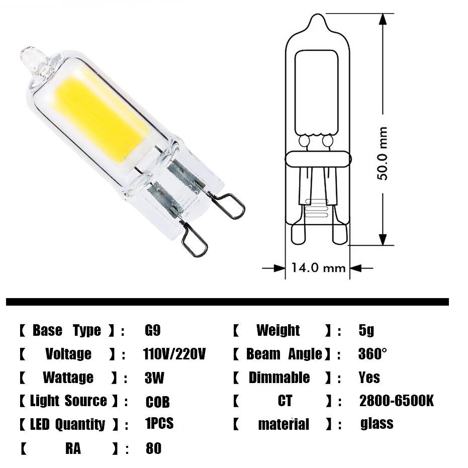 De G9 Led Lamp Dimbare 110 V 220 V COB Lamp Glas Body Ultra Heldere LED lichtbron Vervangen oude Halogeen lamp