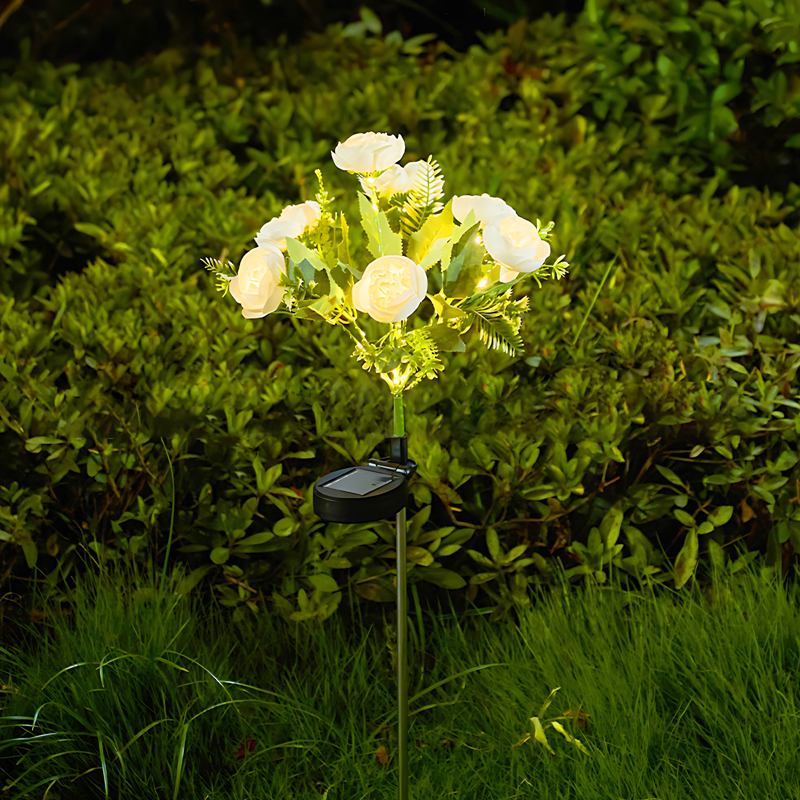 Lámpara Solar de jardín, decoración, linterna de flores para Patio exterior, Patio, jardín, capullos de Camelia, flores, luz Solar para fiestas navideñas: ROSE