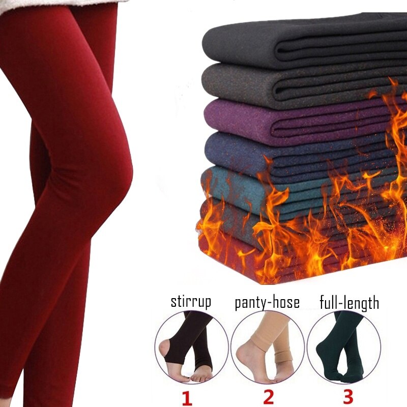 Women's Plus Velvet Ankle-Length Leggings Keep Warm Solid Pants Warm Winter High Waist Large Size Women Leggings Casual Legging