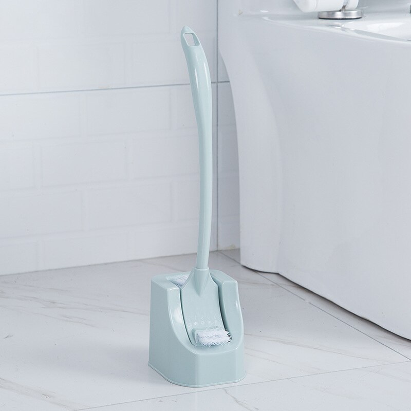 Lavatory Brush Toilet Brush & Holder Set Portable Toilet Brush Long Handle Bathroom Scrub Double Sided Cleaning Brush: blue set