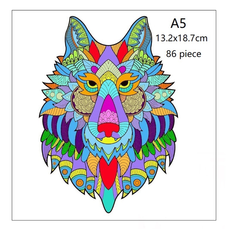 Wooden Puzzles for Adults Animal Shaped Puzzles Wolf 5.2x7.36in(A5-86Piece) Best for Adults&amp;Kids Wooden Jigsaw