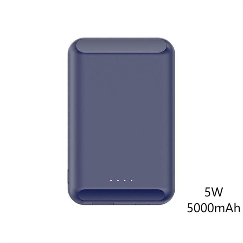 Arvin Magnetische Draadloze Oplader 5000Mah Mini Power Bank Voor Iphone 12Pro Max Mini Magnetische Externe Batterij Draagbare Powerbank: blue 5W