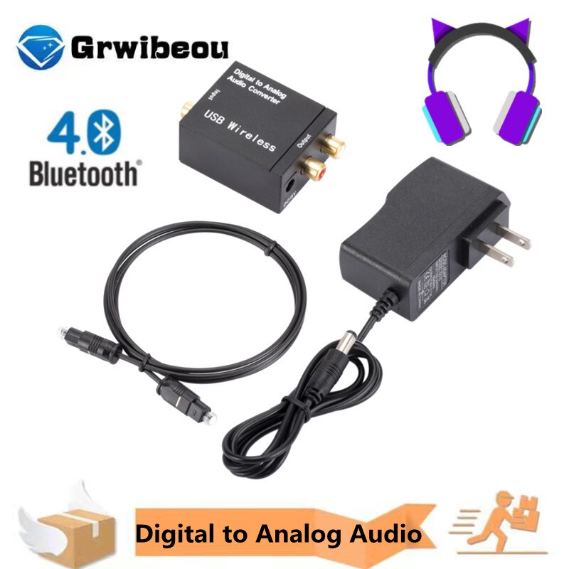Digitale Audio Analoog Converter Ondersteuning Bluetooth Optical Fiber Toslink Coaxiale Signaal Naar Rca R/L Audio Decoder Spdif dac