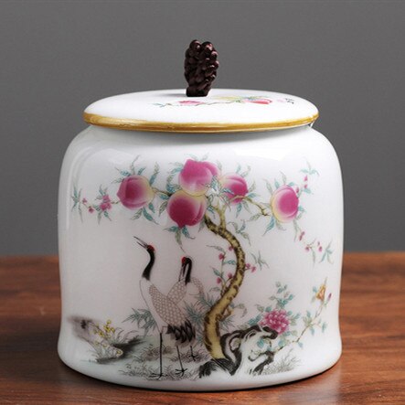Jingdezhen-tarro hermético de cerámica para el hogar, latas de té, café, a prueba de humedad, contenedor de especias de grano de cocina: F  11.8X11CM  640ML
